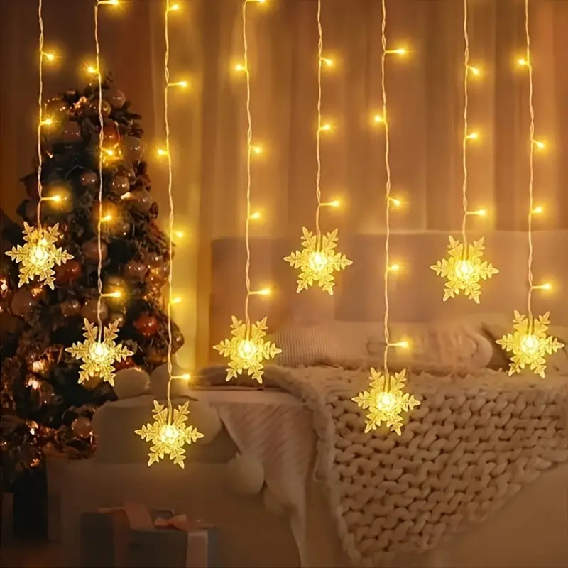 LED-Fensterlichter Schneeflocke – 4 m Lichterkette mit warmweißem Licht