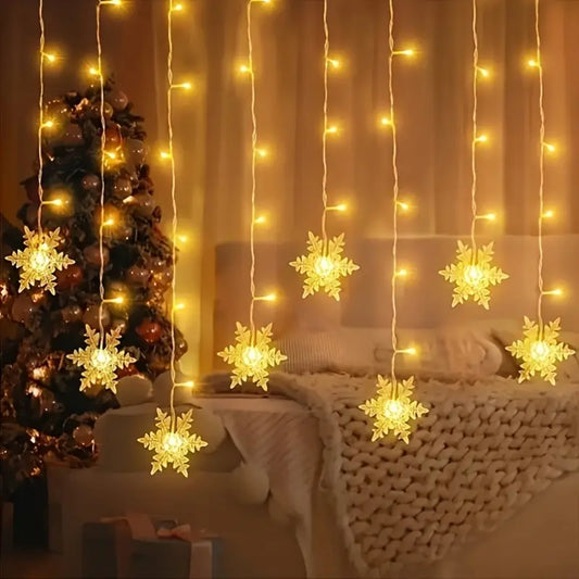 LED-Fensterlichter Schneeflocke – 4 m Lichterkette mit warmweißem Licht
