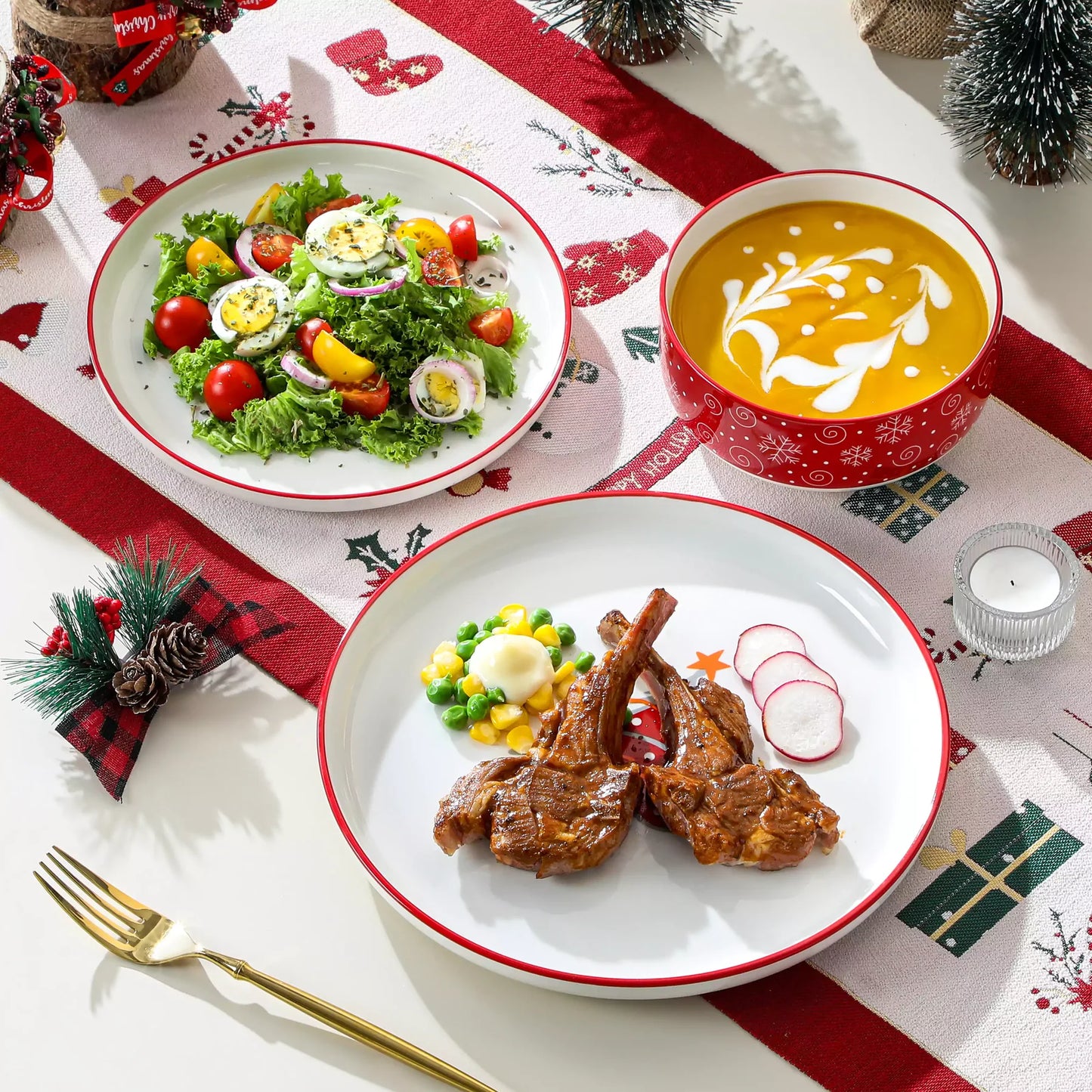 Weihnachtsmann 12-teiliges Geschirrset | Merry Christmas Edition
