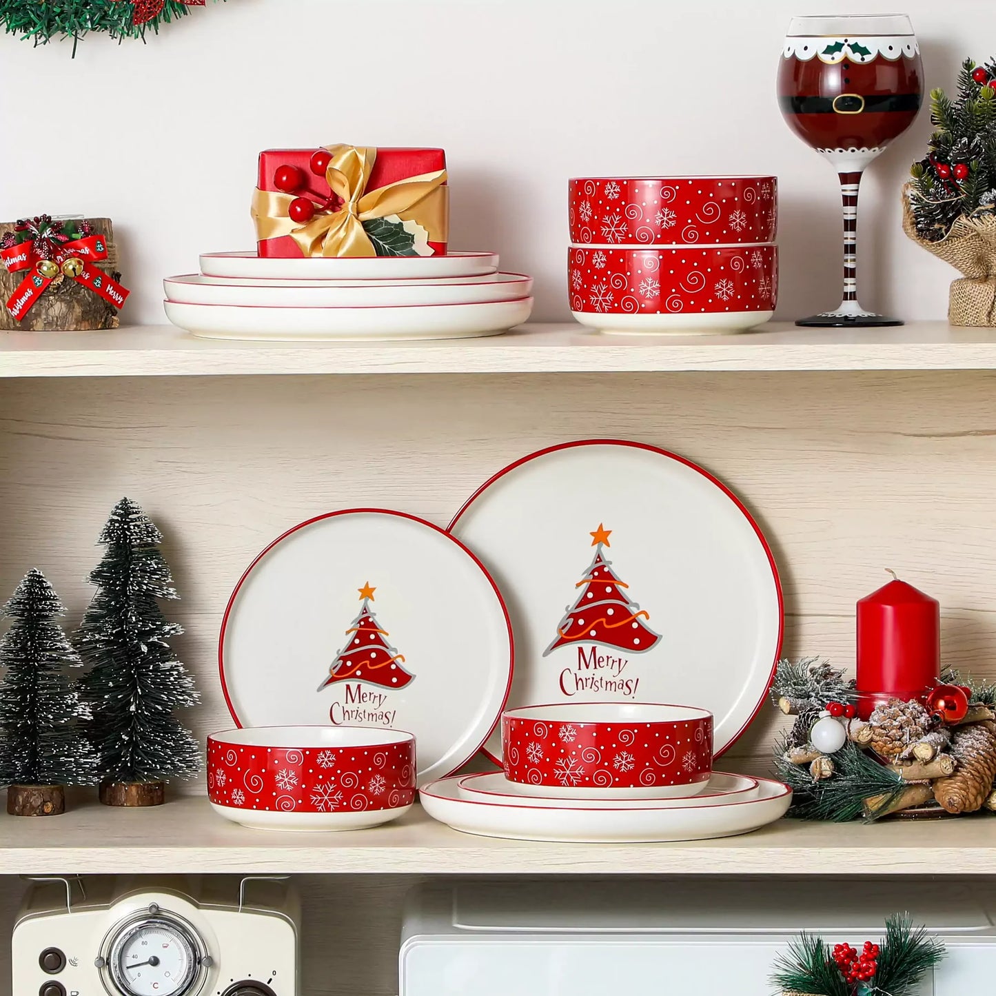 Weihnachtsmann 12-teiliges Geschirrset | Merry Christmas Edition