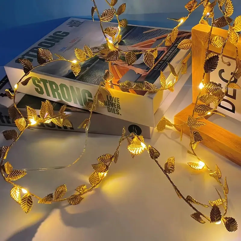 LED-Dekogirlande Gold im Blätterdesign | 2-10m