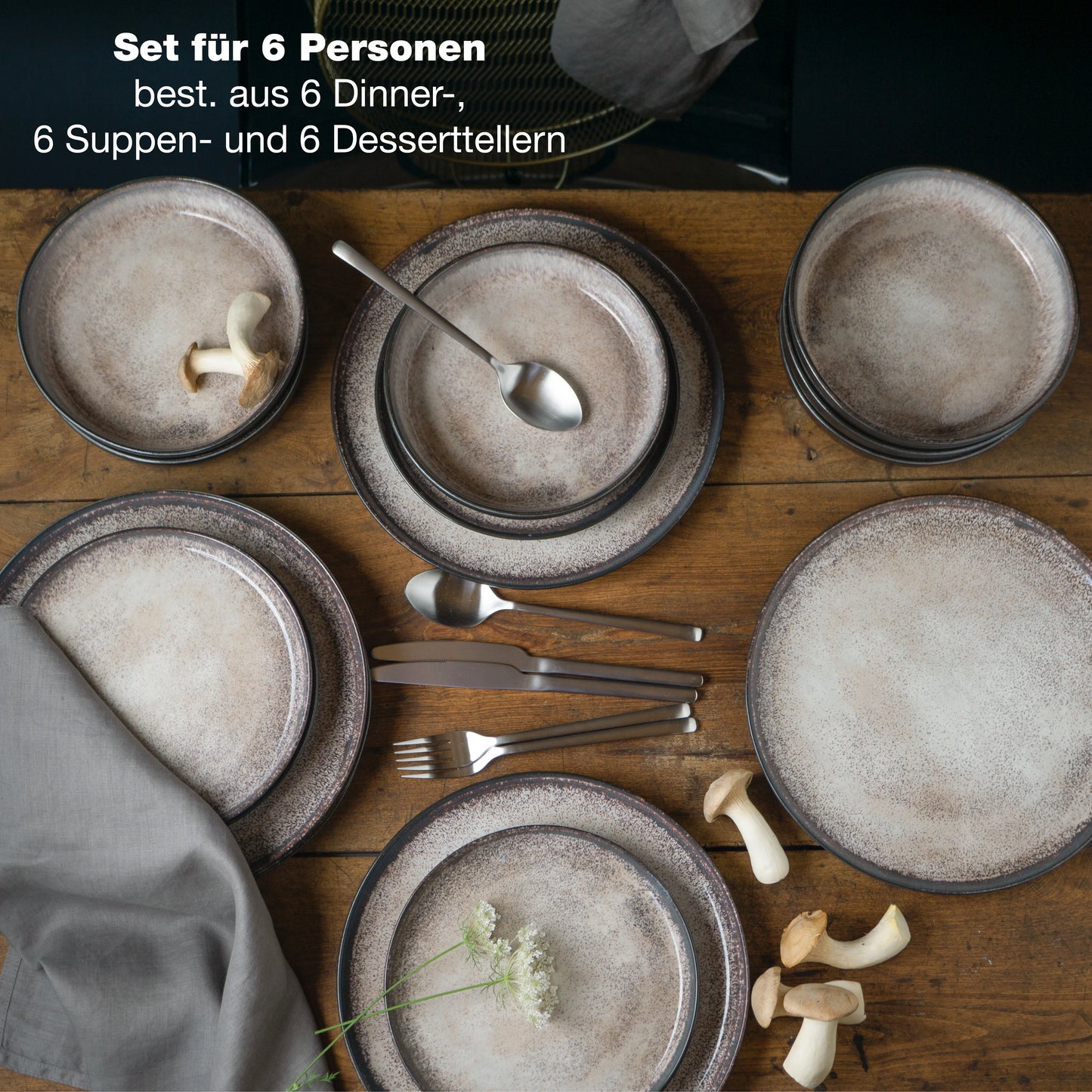 Geschirr Set 18-Teilig Beige | ITALIANO