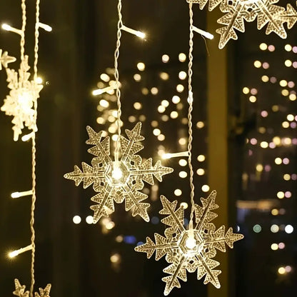 LED-Fensterlichter Schneeflocke – 4 m Lichterkette mit warmweißem Licht