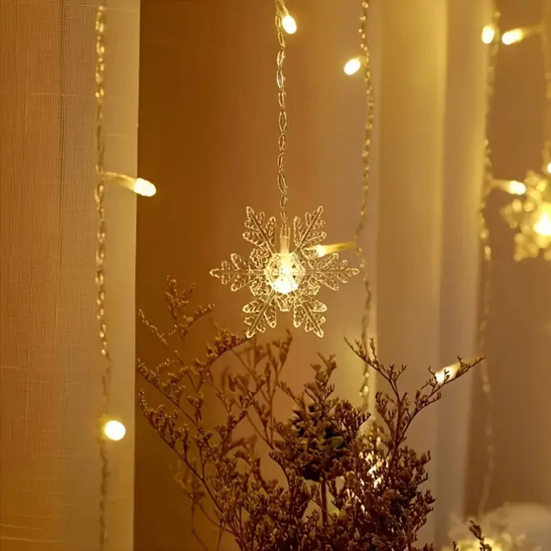LED-Fensterlichter Schneeflocke – 4 m Lichterkette mit warmweißem Licht