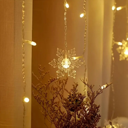 LED-Fensterlichter Schneeflocke – 4 m Lichterkette mit warmweißem Licht