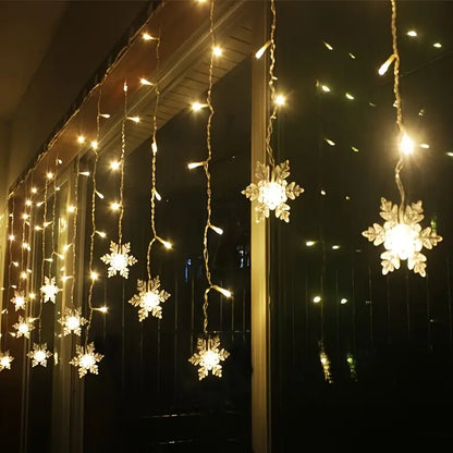 LED-Fensterlichter Schneeflocke – 4 m Lichterkette mit warmweißem Licht