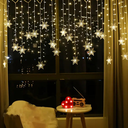 LED-Fensterlichter Schneeflocke – 4 m Lichterkette mit warmweißem Licht