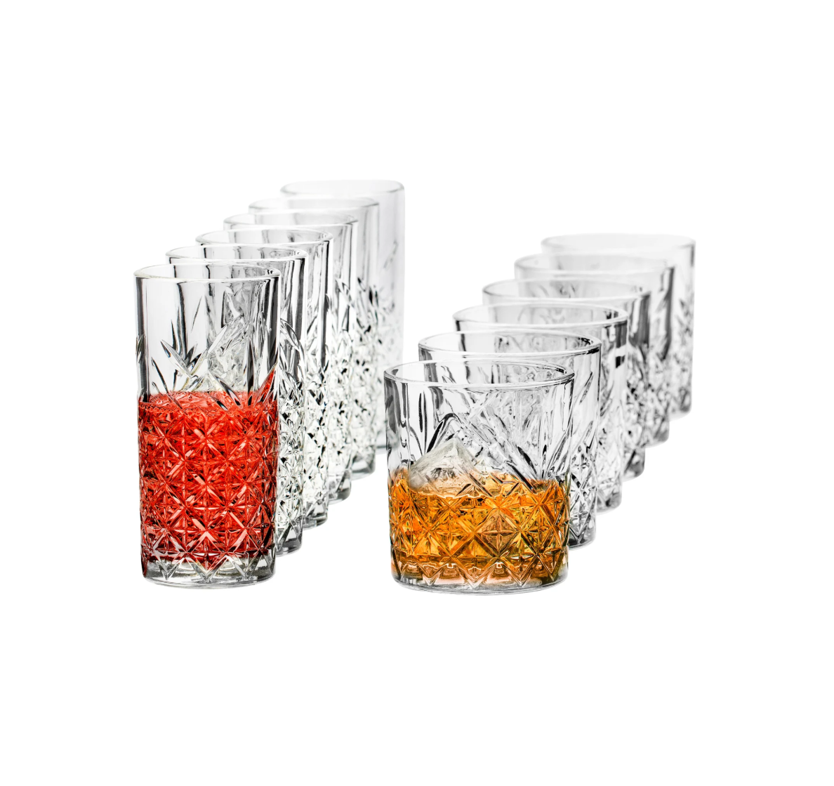 Set 12-teilig aus Hochwertigen Longdrinkgläsern und Whiskygläsern