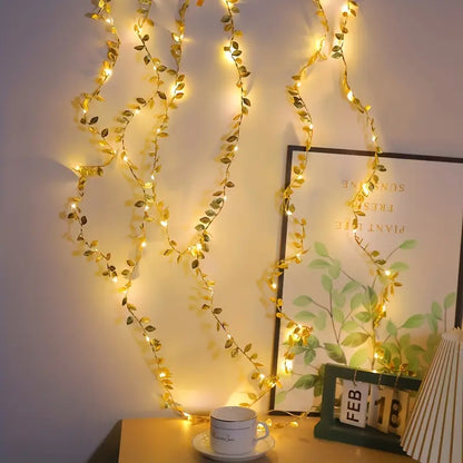 LED-Dekogirlande Gold im Blätterdesign | 2-10m